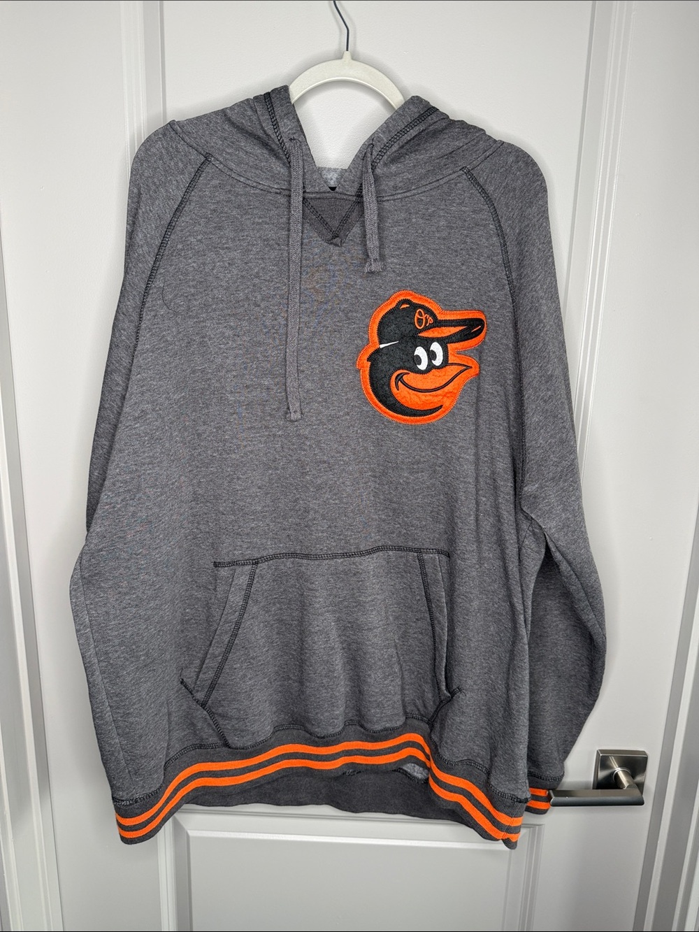 Stitches Gray and Orange Men’s Crewneck Hoodie with Team Patch